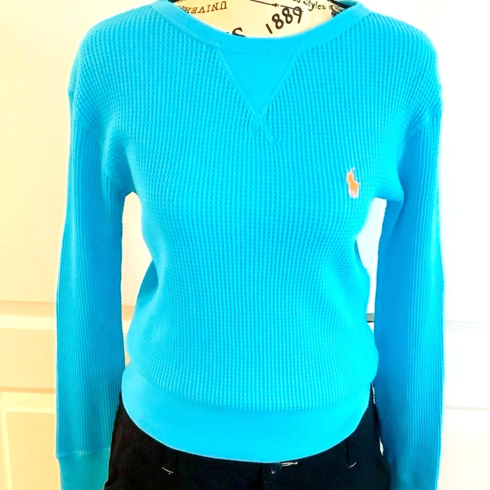 Polo Ralph Lauren Aqua Blue Waffle Thermal Top XL